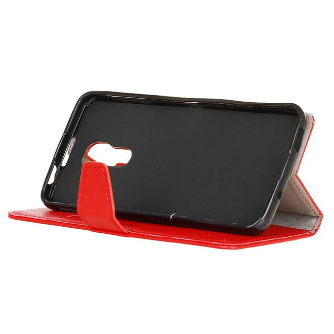 BlackBerry DTEK60 Handy Hülle - Crazy Horse Leder Cover - mit Standfunktion - rot