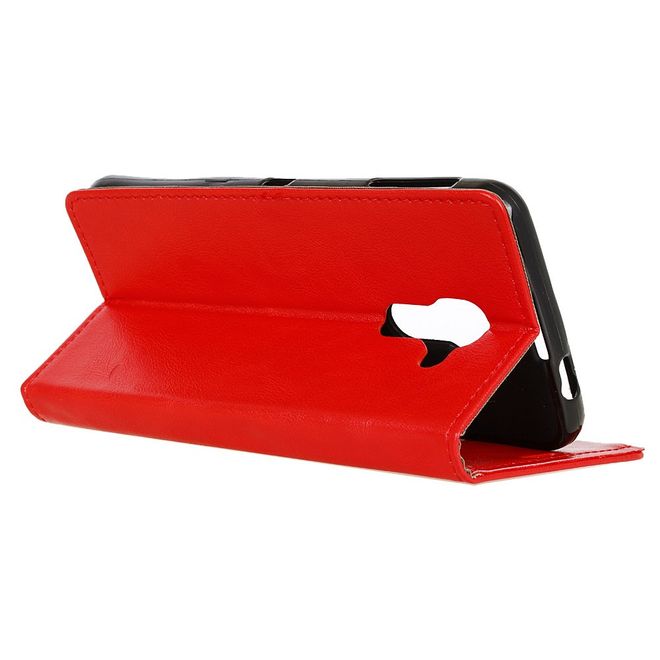 BlackBerry DTEK60 Handy Hülle - Crazy Horse Leder Cover - mit Standfunktion - rot