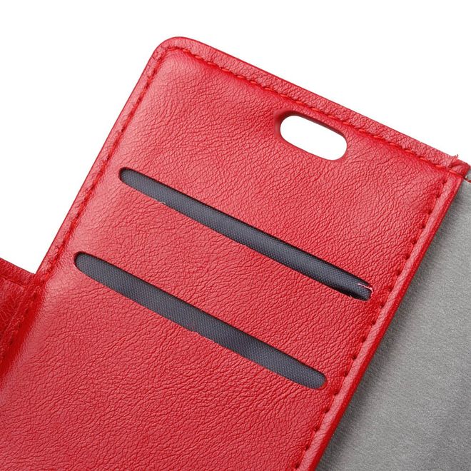 BlackBerry DTEK60 Handy Hülle - Crazy Horse Leder Cover - mit Standfunktion - rot