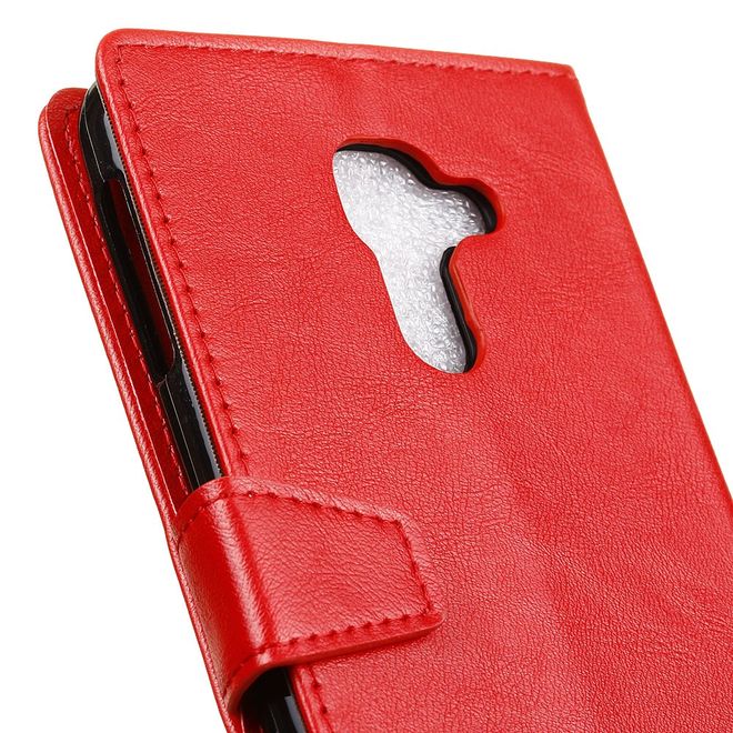 BlackBerry DTEK60 Handy Hülle - Crazy Horse Leder Cover - mit Standfunktion - rot