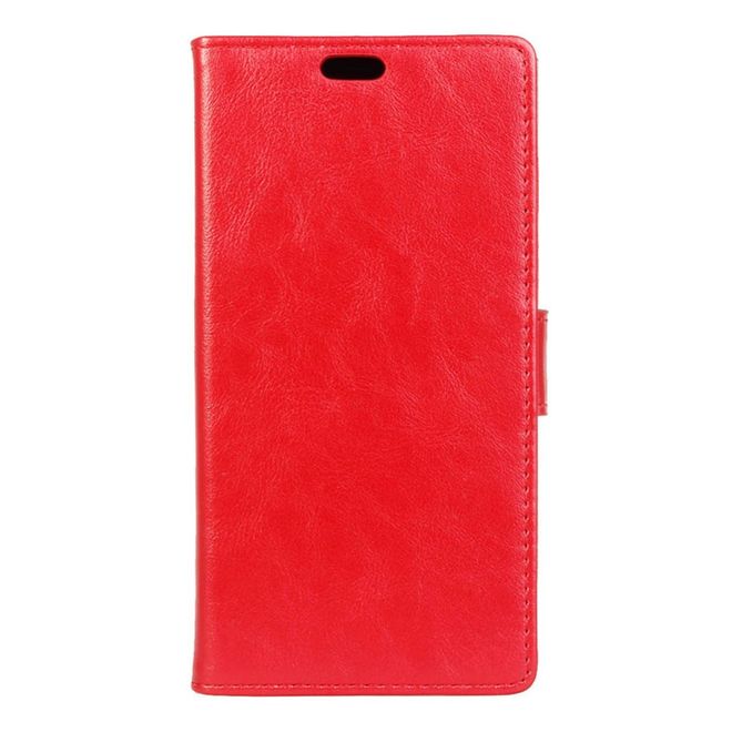 BlackBerry DTEK60 Handy Hülle - Crazy Horse Leder Cover - mit Standfunktion - rot