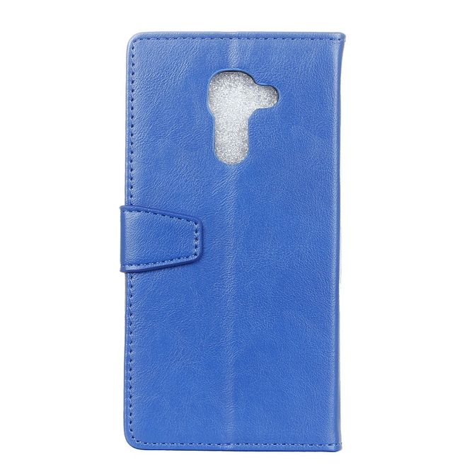 BlackBerry DTEK60 Handy Hülle - Crazy Horse Leder Cover - mit Standfunktion - blau