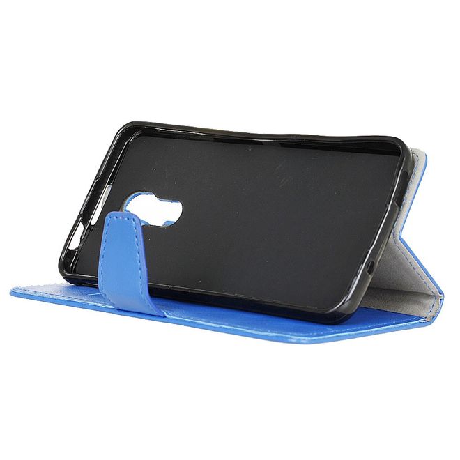 BlackBerry DTEK60 Handy Hülle - Crazy Horse Leder Cover - mit Standfunktion - blau