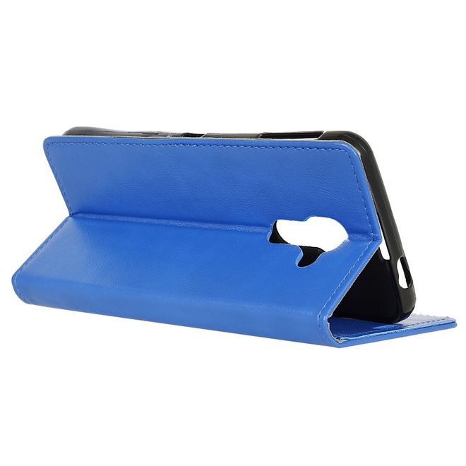 BlackBerry DTEK60 Handy Hülle - Crazy Horse Leder Cover - mit Standfunktion - blau