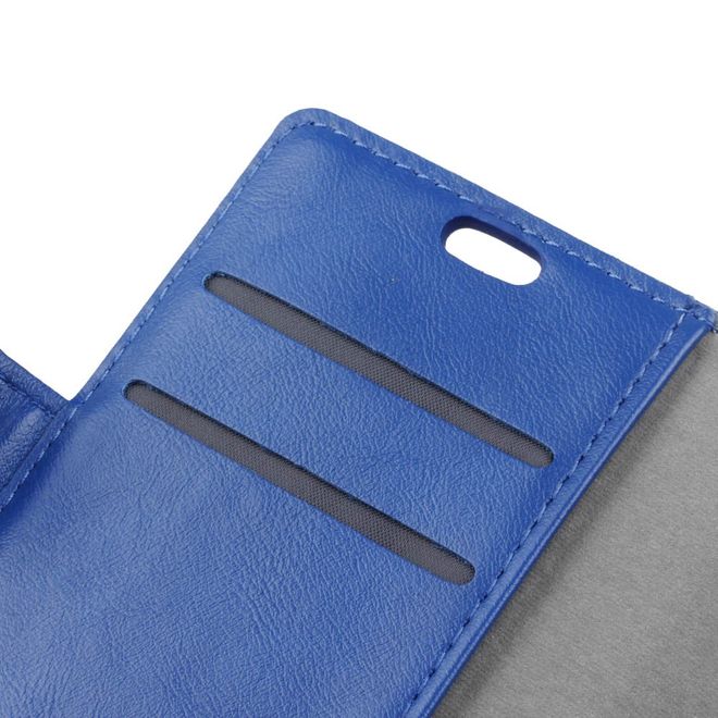 BlackBerry DTEK60 Handy Hülle - Crazy Horse Leder Cover - mit Standfunktion - blau