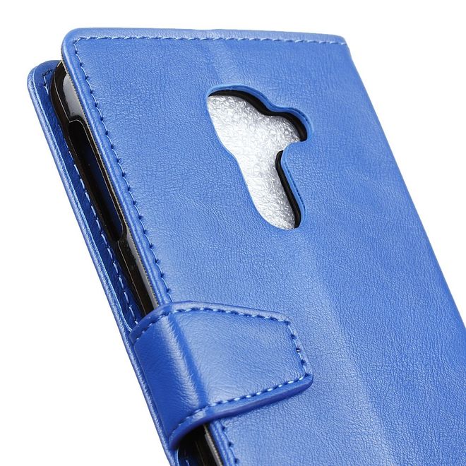 BlackBerry DTEK60 Handy Hülle - Crazy Horse Leder Cover - mit Standfunktion - blau