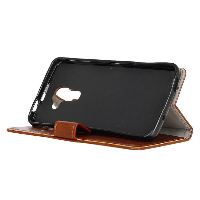 BlackBerry DTEK60 Handy Hülle - Crazy Horse Leder Cover - mit Standfunktion - braun