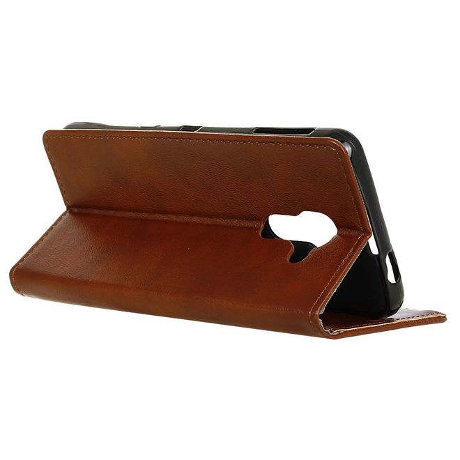 BlackBerry DTEK60 Handy Hülle - Crazy Horse Leder Cover - mit Standfunktion - braun