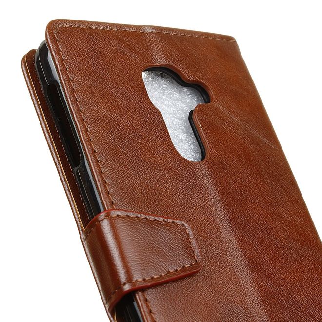 BlackBerry DTEK60 Handy Hülle - Crazy Horse Leder Cover - mit Standfunktion - braun