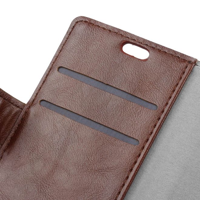 BlackBerry DTEK60 Handy Hülle - Crazy Horse Leder Cover - mit Standfunktion - braun