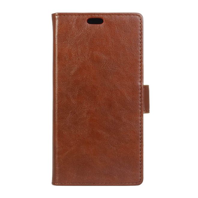 BlackBerry DTEK60 Handy Hülle - Crazy Horse Leder Cover - mit Standfunktion - braun