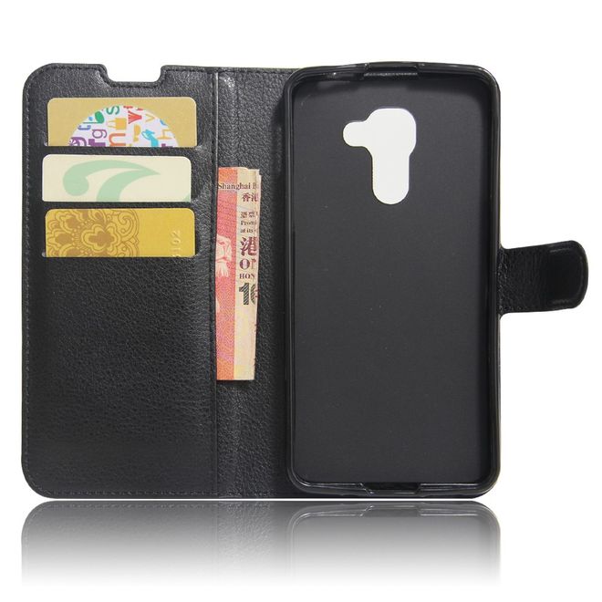 Handy Hülle für BlackBerry DTEK60 - Case aus Leder - mit Litchitextur und Standfunktion - schwarz
