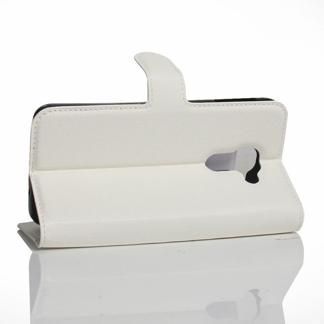 Handy Hülle für BlackBerry DTEK60 - Case aus Leder - mit Litchitextur und Standfunktion - weiss