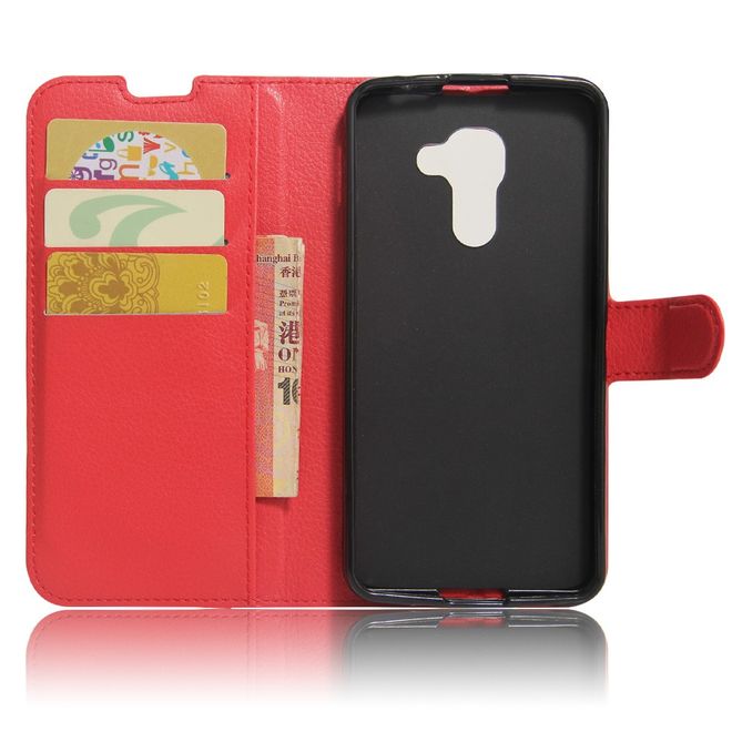 Handy Hülle für BlackBerry DTEK60 - Case aus Leder - mit Litchitextur und Standfunktion - rot