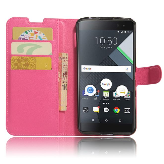 Handy Hülle für BlackBerry DTEK60 - Case aus Leder - mit Litchitextur und Standfunktion - rosa