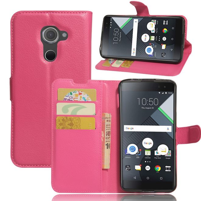 Handy Hülle für BlackBerry DTEK60 - Case aus Leder - mit Litchitextur und Standfunktion - rosa