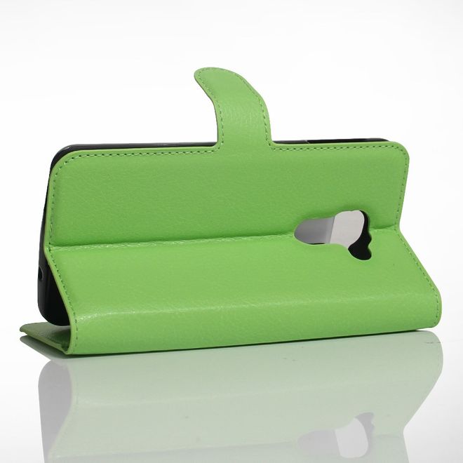 Handy Hülle für BlackBerry DTEK60 - Case aus Leder - mit Litchitextur und Standfunktion - grün