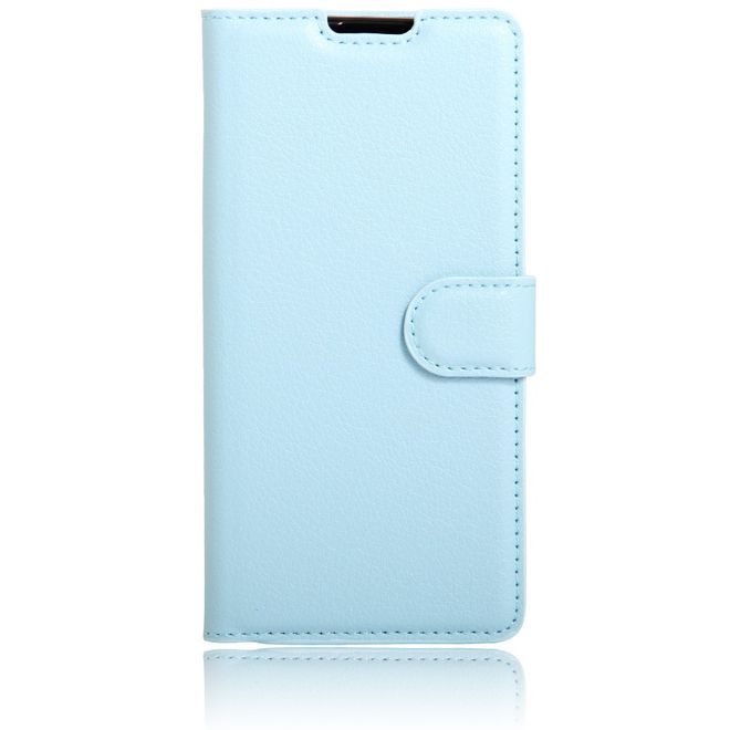 Handy Hülle für BlackBerry DTEK60 - Case aus Leder - mit Litchitextur und Standfunktion - blau