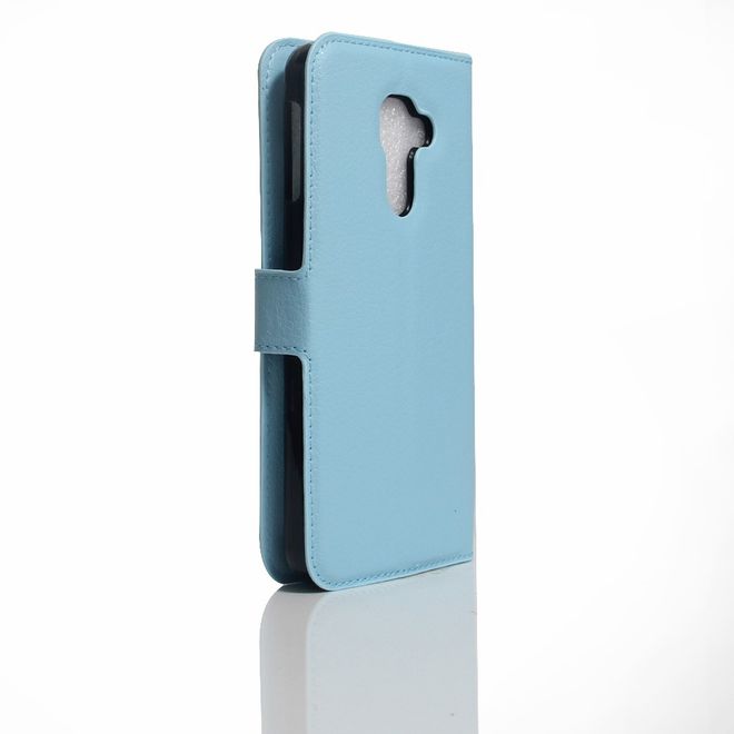 Handy Hülle für BlackBerry DTEK60 - Case aus Leder - mit Litchitextur und Standfunktion - blau