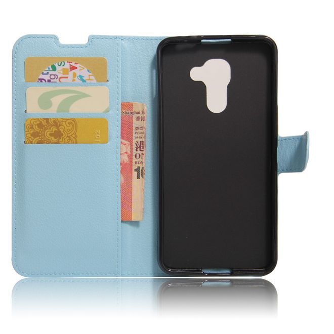 Handy Hülle für BlackBerry DTEK60 - Case aus Leder - mit Litchitextur und Standfunktion - blau