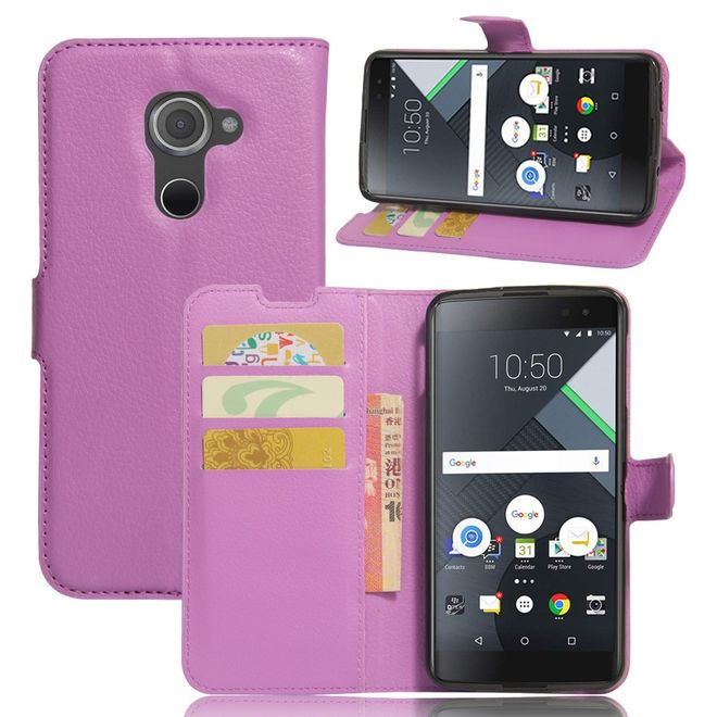 Handy Hülle für BlackBerry DTEK60 - Case aus Leder - mit Litchitextur und Standfunktion - purpur