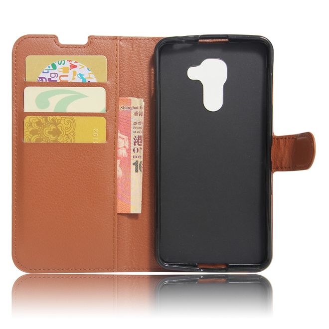 Handy Hülle für BlackBerry DTEK60 - Case aus Leder - mit Litchitextur und Standfunktion - braun