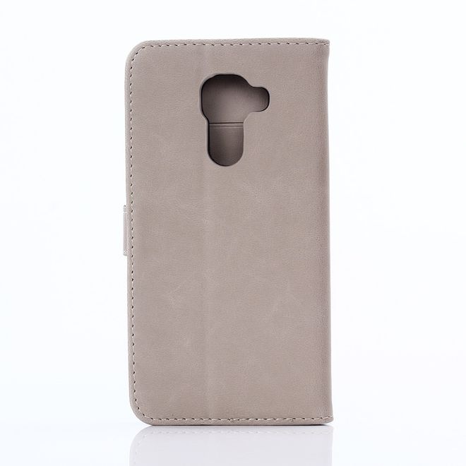 BlackBerry DTEK60 Case - Handy Hülle aus Leder - Retro Style - mit Standfunktion - grau