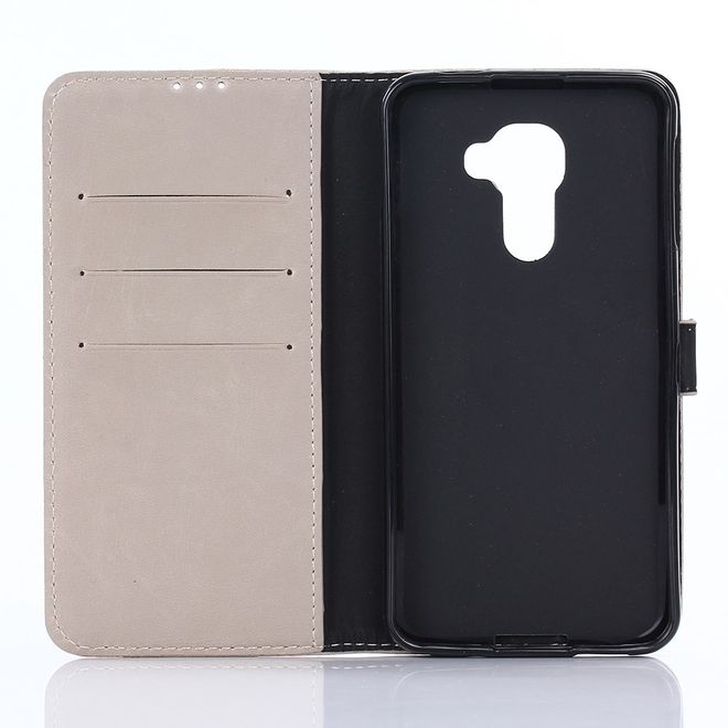 BlackBerry DTEK60 Case - Handy Hülle aus Leder - Retro Style - mit Standfunktion - grau