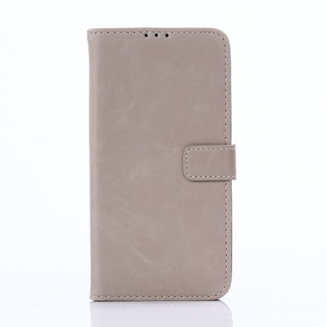 BlackBerry DTEK60 Case - Handy Hülle aus Leder - Retro Style - mit Standfunktion - grau