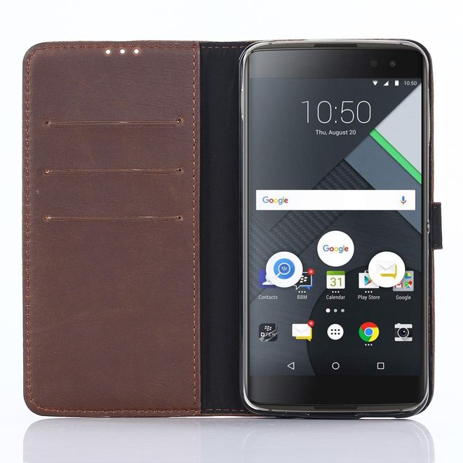 BlackBerry DTEK60 Case - Handy Hülle aus Leder - Retro Style - mit Standfunktion - kaffeefarben