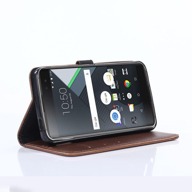BlackBerry DTEK60 Case - Handy Hülle aus Leder - Retro Style - mit Standfunktion - kaffeefarben