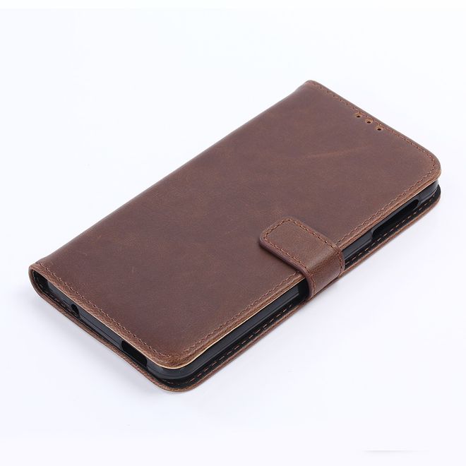 BlackBerry DTEK60 Case - Handy Hülle aus Leder - Retro Style - mit Standfunktion - kaffeefarben