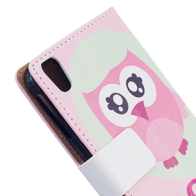 Hülle für BlackBerry DTEK50/Neon - Case aus Leder - pinke Eule