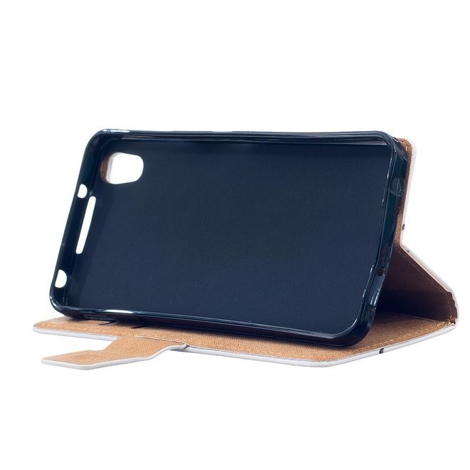 Hülle für BlackBerry DTEK50/Neon - Case aus Leder - farbige Streifen und Blumenmuster