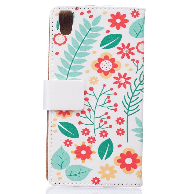 Hülle für BlackBerry DTEK50/Neon - Case aus Leder - Blumen und Blätter