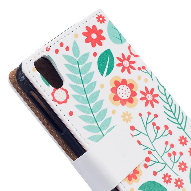 Hülle für BlackBerry DTEK50/Neon - Case aus Leder - Blumen und Blätter
