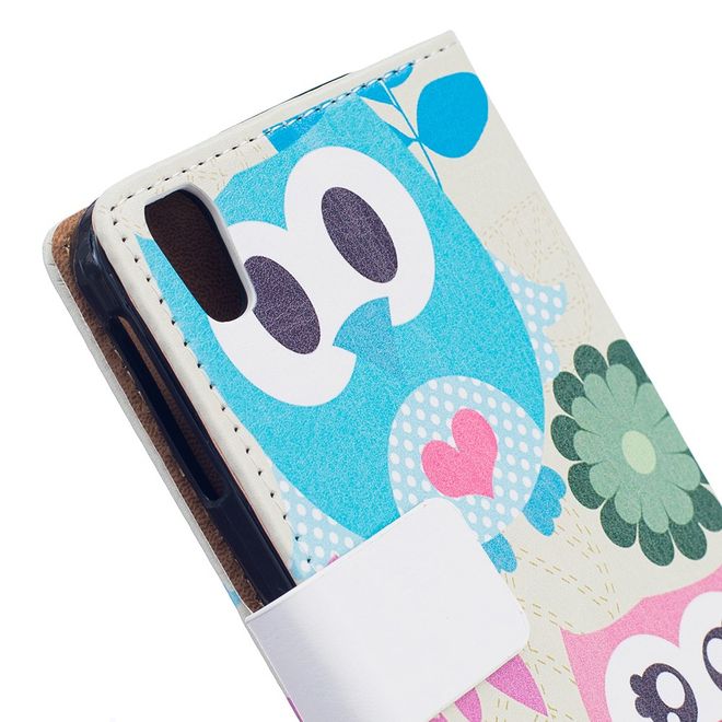 Hülle für BlackBerry DTEK50/Neon - Case aus Leder - süsse Eulen