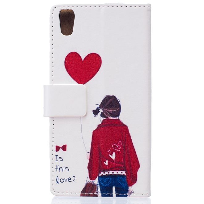 Hülle für BlackBerry DTEK50/Neon - Case aus Leder - Mädchen mit Herzballon