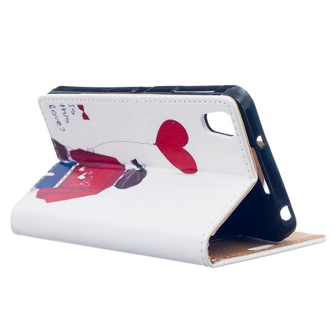 Hülle für BlackBerry DTEK50/Neon - Case aus Leder - Mädchen mit Herzballon