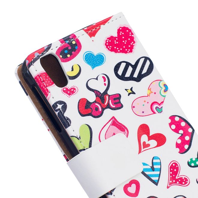 Hülle für BlackBerry DTEK50/Neon - Case aus Leder - Herze und kleine Sujets