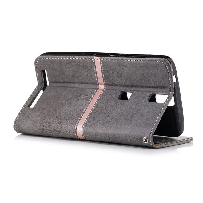 Elephone P8000 Hülle -Case aus Leder - mit Standfunktion - grau