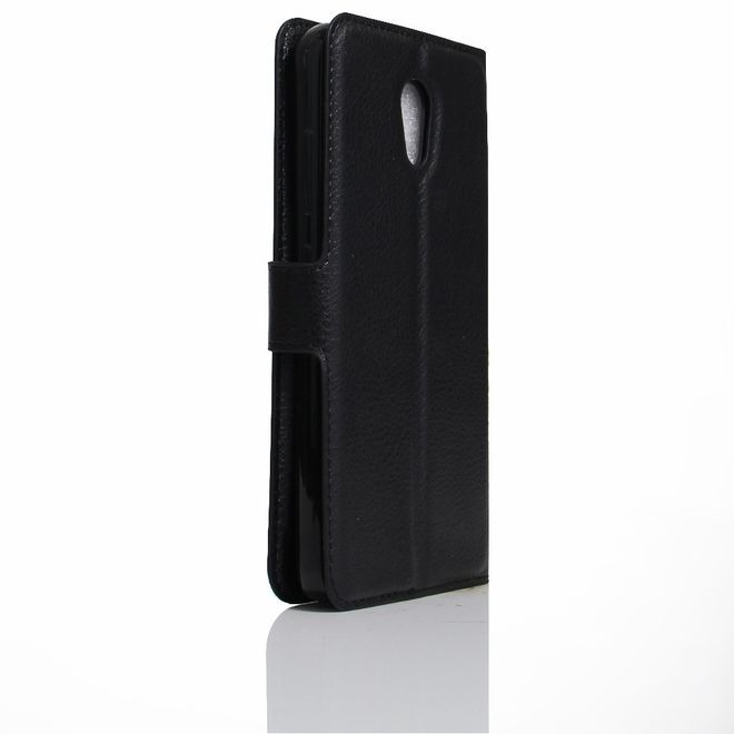 Lenovo P2 Phone Case - Leather Case - with Litchi Texture and Stand Function - Black