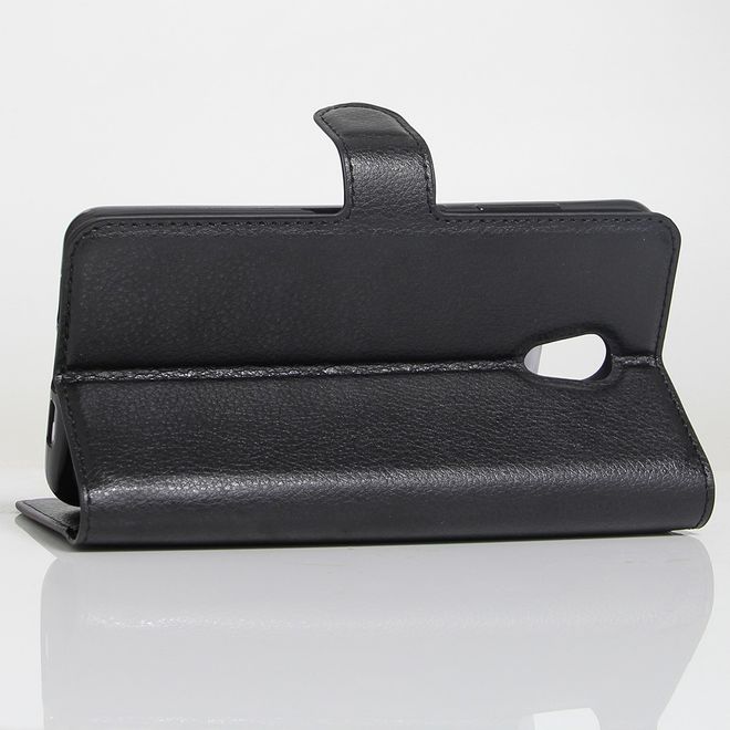 Lenovo P2 Phone Case - Leather Case - with Litchi Texture and Stand Function - Black