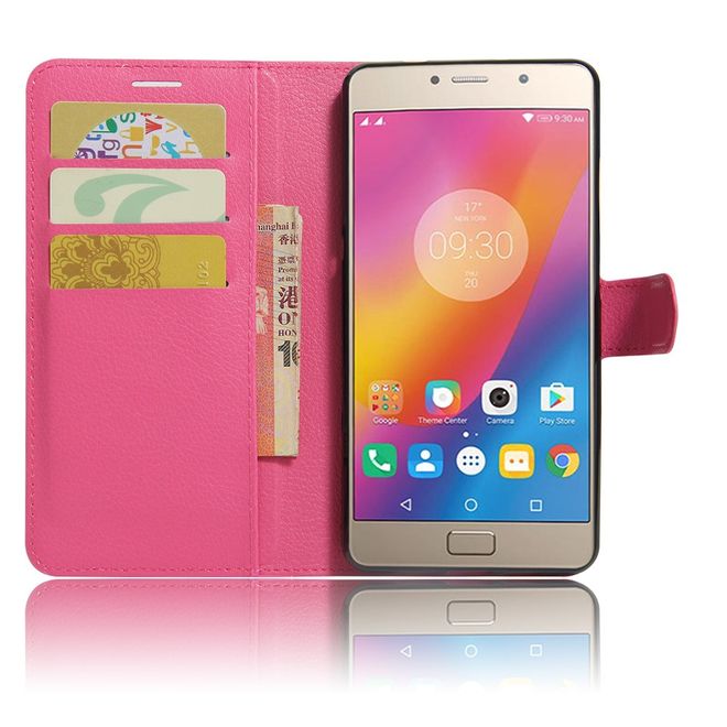 Lenovo P2 Handy Hülle - Case aus Leder - mit Litchitextur und Standfunktion - rosa