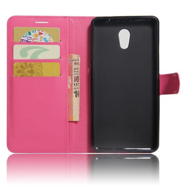 Lenovo P2 Handy Hülle - Case aus Leder - mit Litchitextur und Standfunktion - rosa