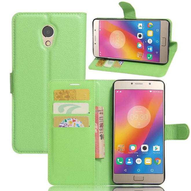 Lenovo P2 Handy Hülle - Case aus Leder - mit Litchitextur und Standfunktion - grün