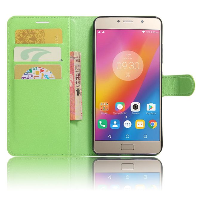 Lenovo P2 Handy Hülle - Case aus Leder - mit Litchitextur und Standfunktion - grün
