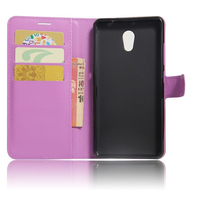 Lenovo P2 Handy Hülle - Case aus Leder - mit Litchitextur und Standfunktion - purpur
