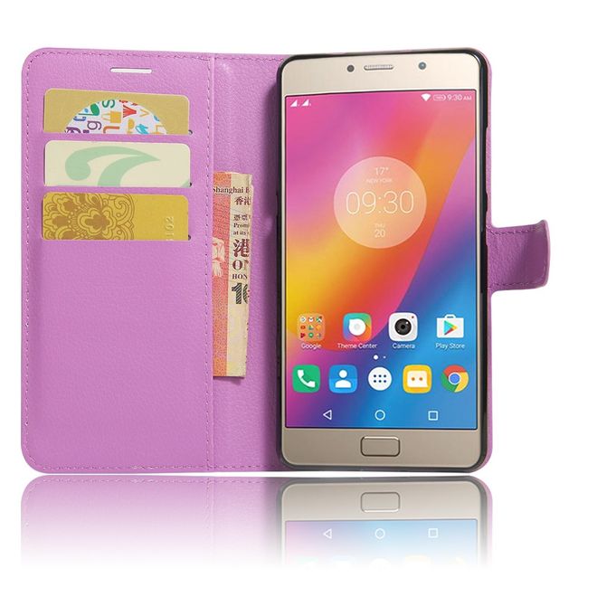 Lenovo P2 Handy Hülle - Case aus Leder - mit Litchitextur und Standfunktion - purpur