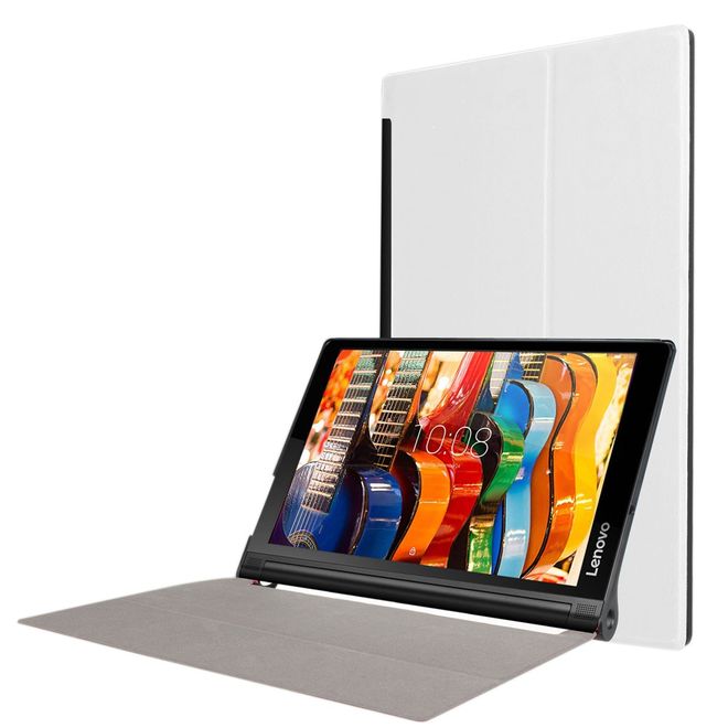Hülle für Lenovo Yoga Tab 3 10 - Cover aus Leder - mit Standfunktion - weiss